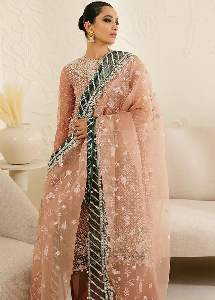 Luxe Atelier By Cross Stitch Embroidered Organza Suits Unstitched 4 Piece CS23LALU D-03 Brittany Rose - Luxury Collection