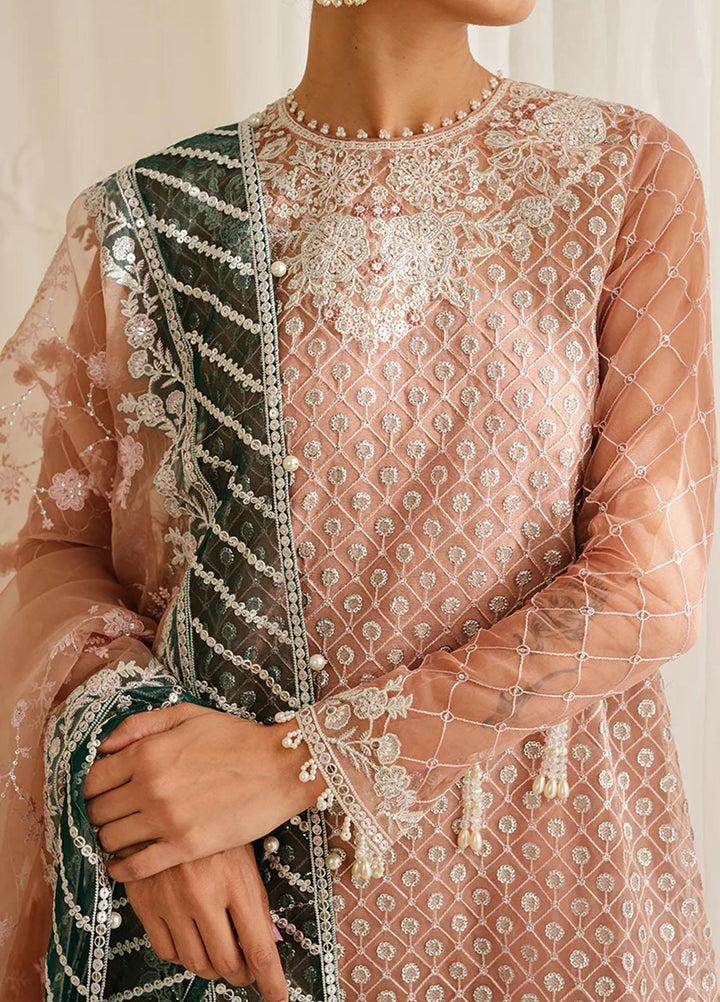 Luxe Atelier By Cross Stitch Embroidered Organza Suits Unstitched 4 Piece CS23LALU D-03 Brittany Rose - Luxury Collection