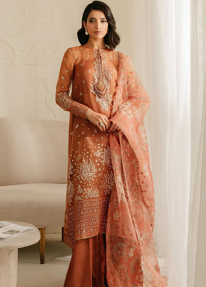 Luxe Atelier By Cross Stitch Embroidered Organza Suits Unstitched 4 Piece CS23LALU D-04 Cedar Alpine - Luxury Collection