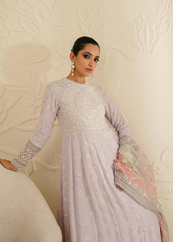 Luxe Atelier By Cross Stitch Embroidered Silk Suits Unstitched 3 Piece CS23LALU D-06 Pastel Mauve - Luxury Collection