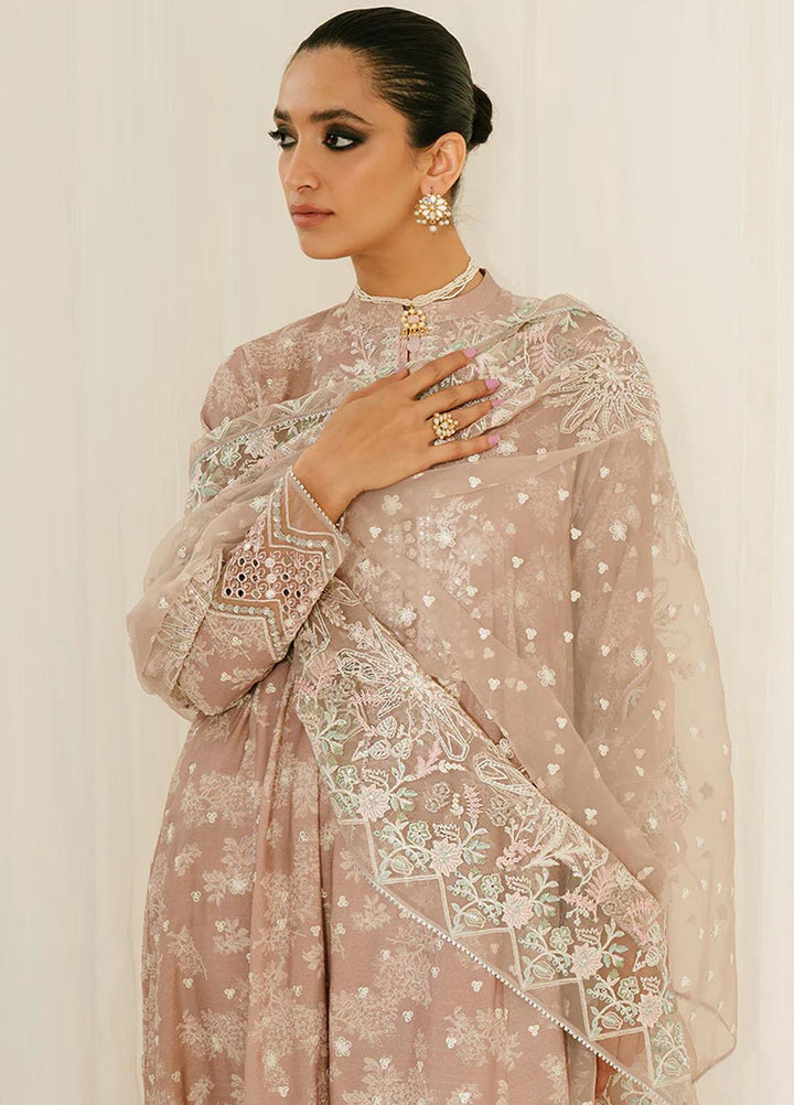 Luxe Atelier By Cross Stitch Embroidered Silk Suits Unstitched 3 Piece CS23LALU D-08 Sovran Pink - Luxury Collection
