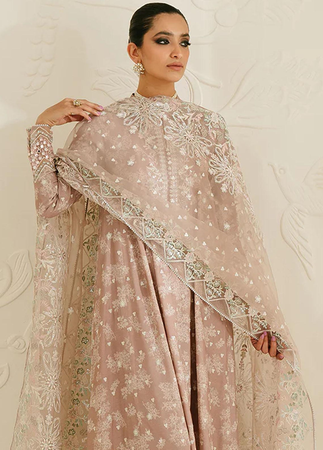 Luxe Atelier By Cross Stitch Embroidered Silk Suits Unstitched 3 Piece CS23LALU D-08 Sovran Pink - Luxury Collection