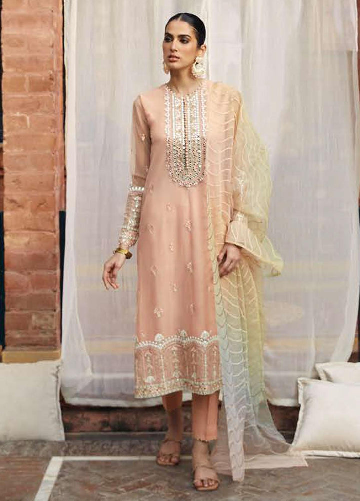 Luxe Atelier by Cross Stitch Embroidered Net Suits Unstitched 4 Piece CS22LA2 Cameo Luster - Luxury Collection