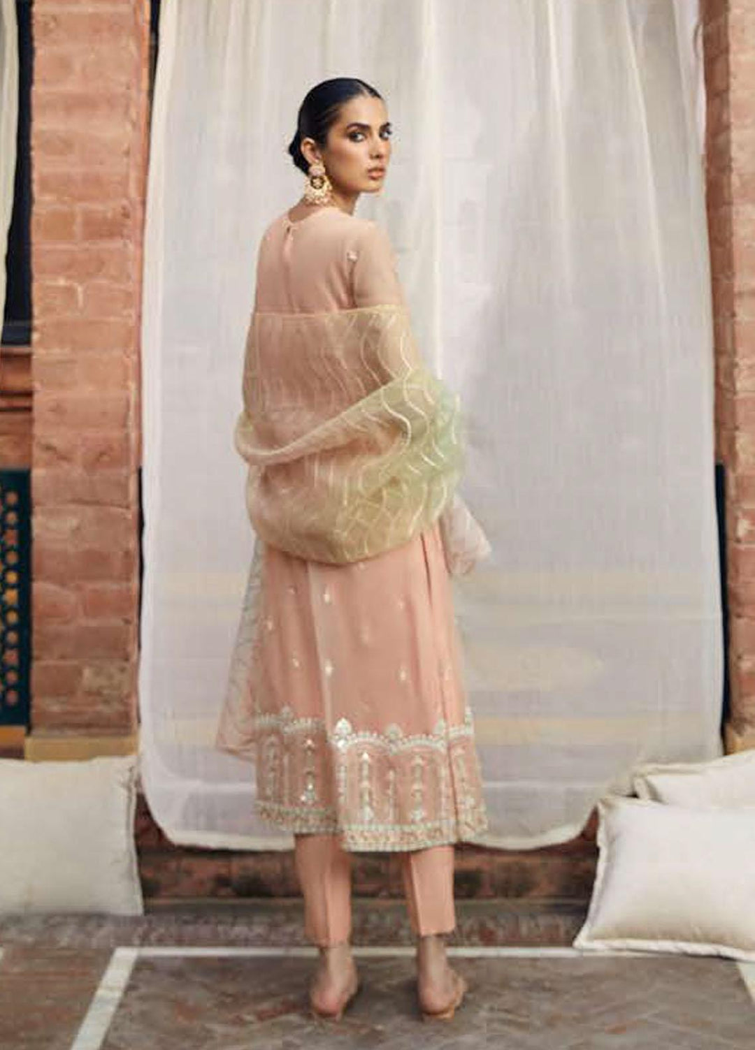 Luxe Atelier by Cross Stitch Embroidered Net Suits Unstitched 4 Piece CS22LA2 Cameo Luster - Luxury Collection