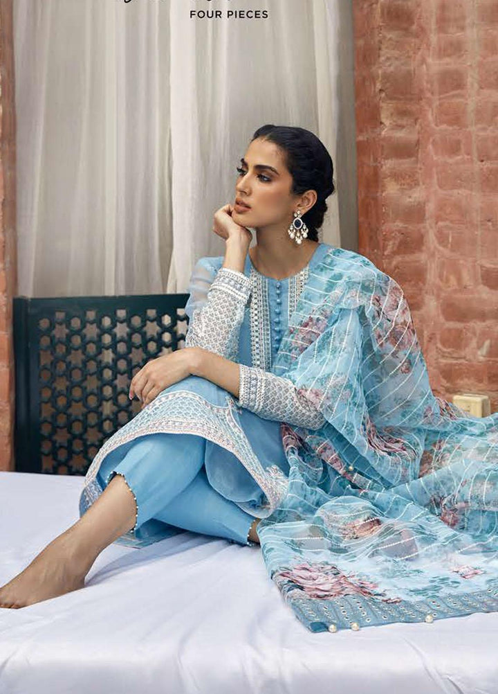 Luxe Atelier by Cross Stitch Embroidered Organza Suits Unstitched 4 Piece CS22LA2 Sepal Blush - Luxury Collection