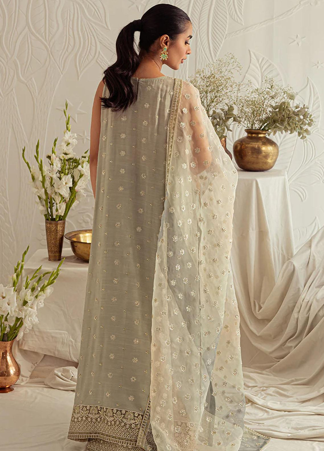 Luxe Atelier By Cross Stitch Embroidered Silk Suits Unstitched 4 Piece CS23LAL D-01 Chinois Cluster - Luxury Collection