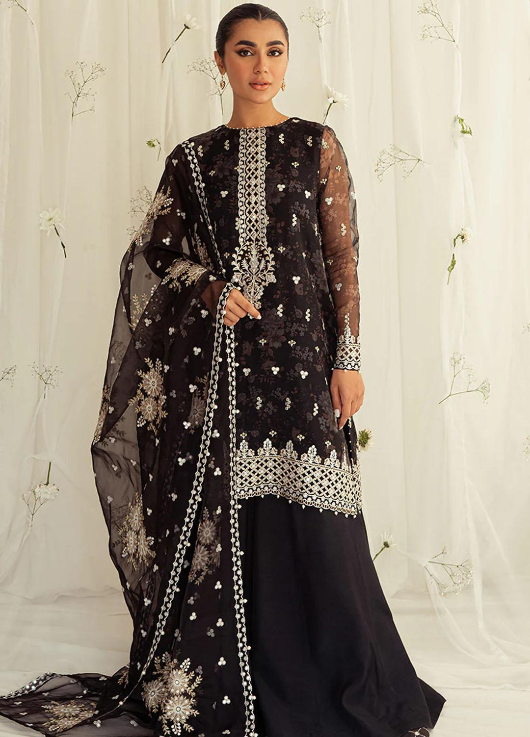 Luxe Atelier By Cross Stitch Embroidered Organza Suits Unstitched 4 Piece CS23LAL D-02 Wisteria Bella - Luxury Collection