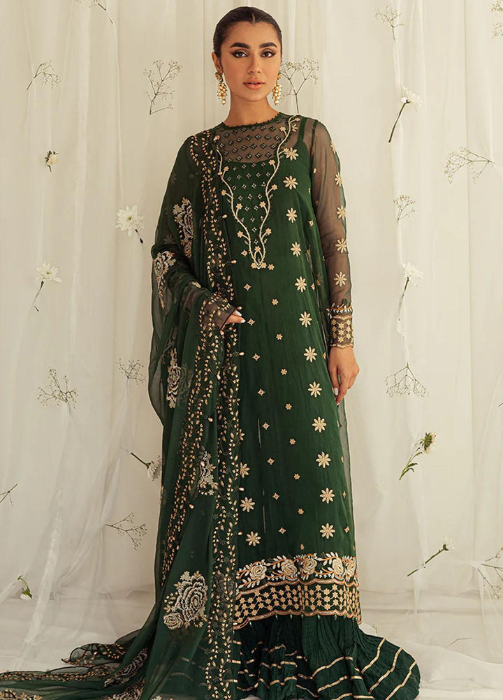 Luxe Atelier By Cross Stitch Embroidered Organza Suits Unstitched 4 Piece CS23LAL D-03 Emerald Ceylon - Luxury Collection