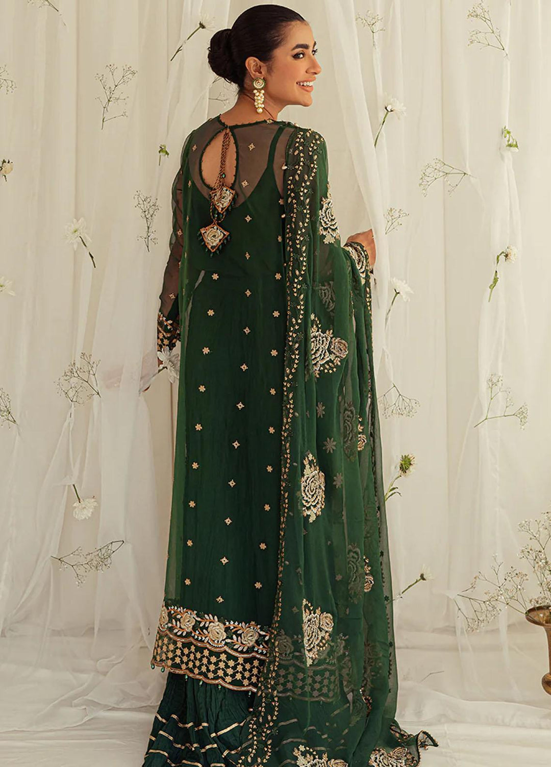 Luxe Atelier By Cross Stitch Embroidered Organza Suits Unstitched 4 Piece CS23LAL D-03 Emerald Ceylon - Luxury Collection