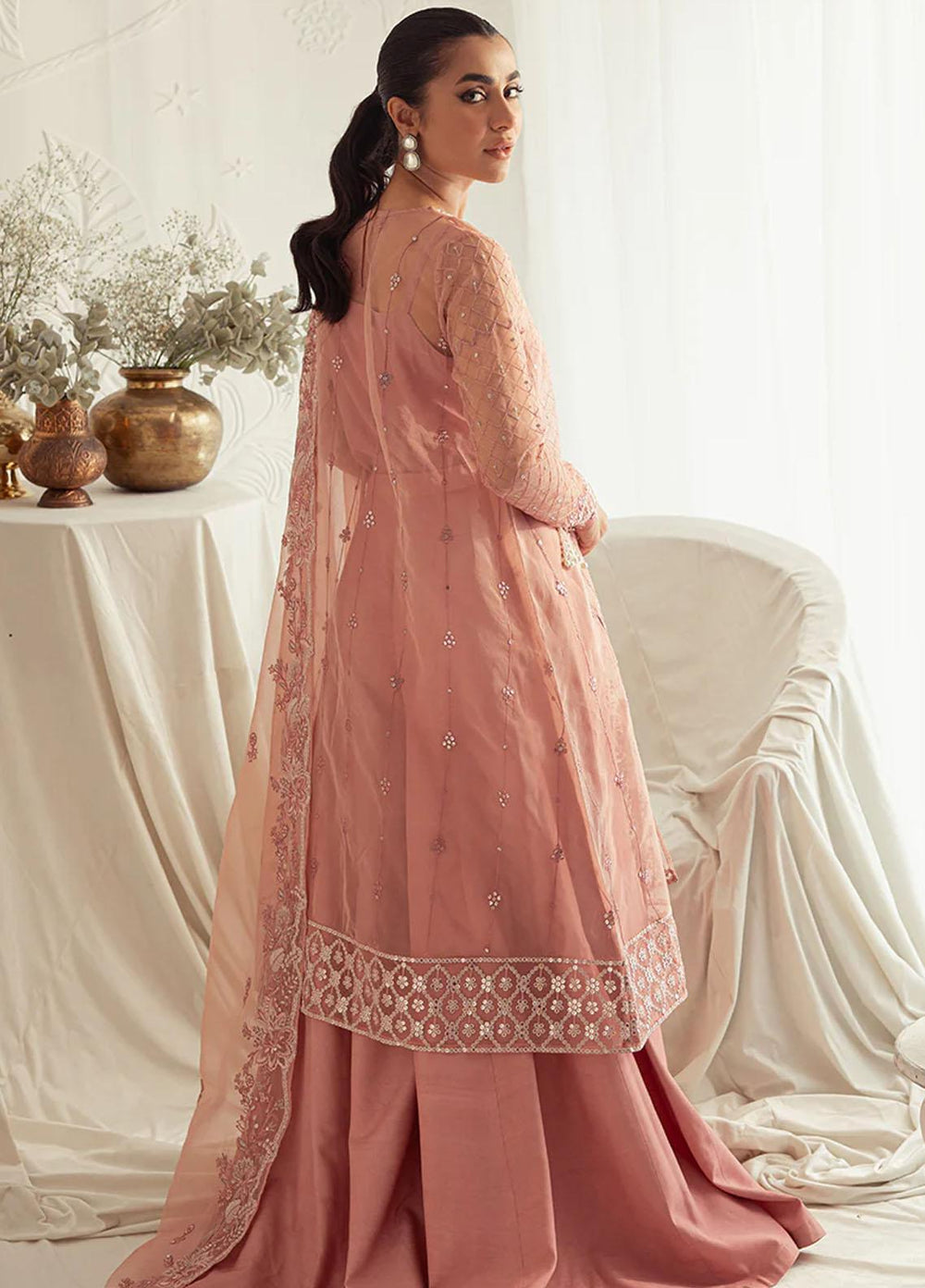 Luxe Atelier By Cross Stitch Embroidered Organza Suits Unstitched 4 Piece CS23LAL D-04 Cashmere Haze - Luxury Collection