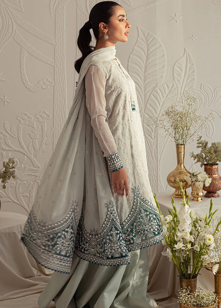 Luxe Atelier By Cross Stitch Embroidered Chiffon Suits Unstitched 4 Piece CS23LAL D-05 Freesia Pearl - Luxury Collection
