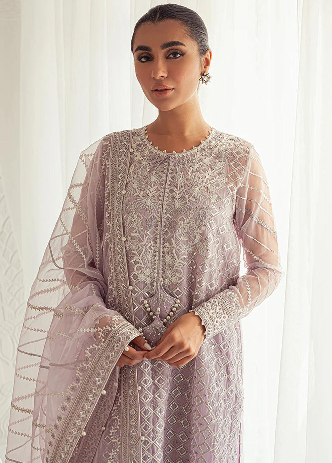 Luxe Atelier By Cross Stitch Embroidered Organza Suits Unstitched 4 Piece CS23LAL D-06 Chromatic Hue - Luxury Collection