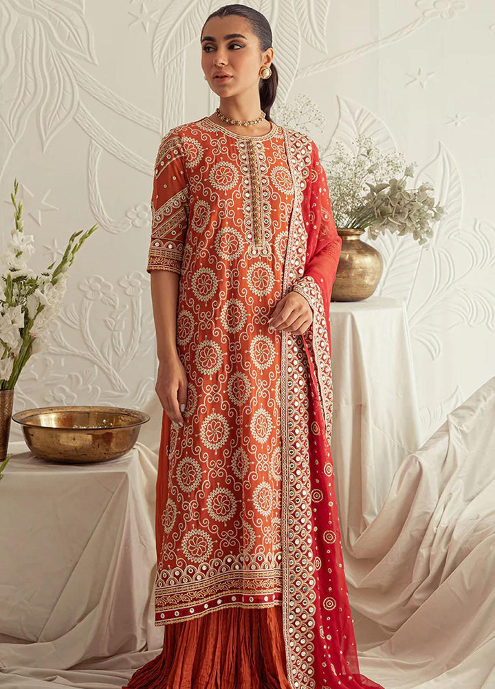 Luxe Atelier By Cross Stitch Embroidered Chiffon Suits Unstitched 4 Piece CS23LAL D-07 Crimson Ruby - Luxury Collection