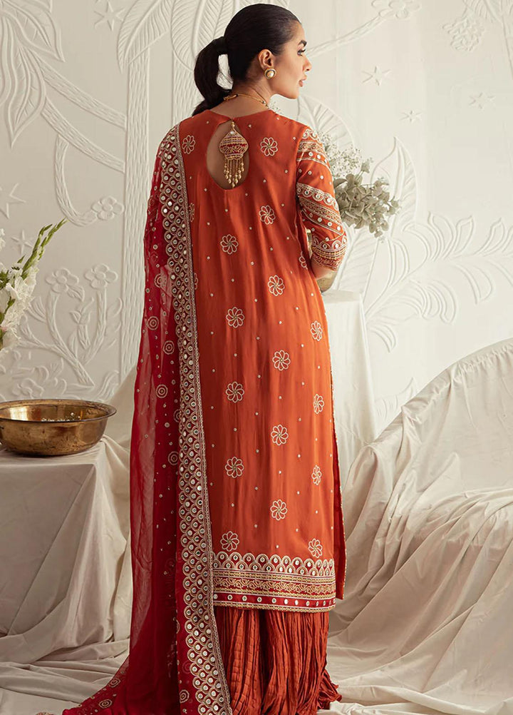 Luxe Atelier By Cross Stitch Embroidered Chiffon Suits Unstitched 4 Piece CS23LAL D-07 Crimson Ruby - Luxury Collection
