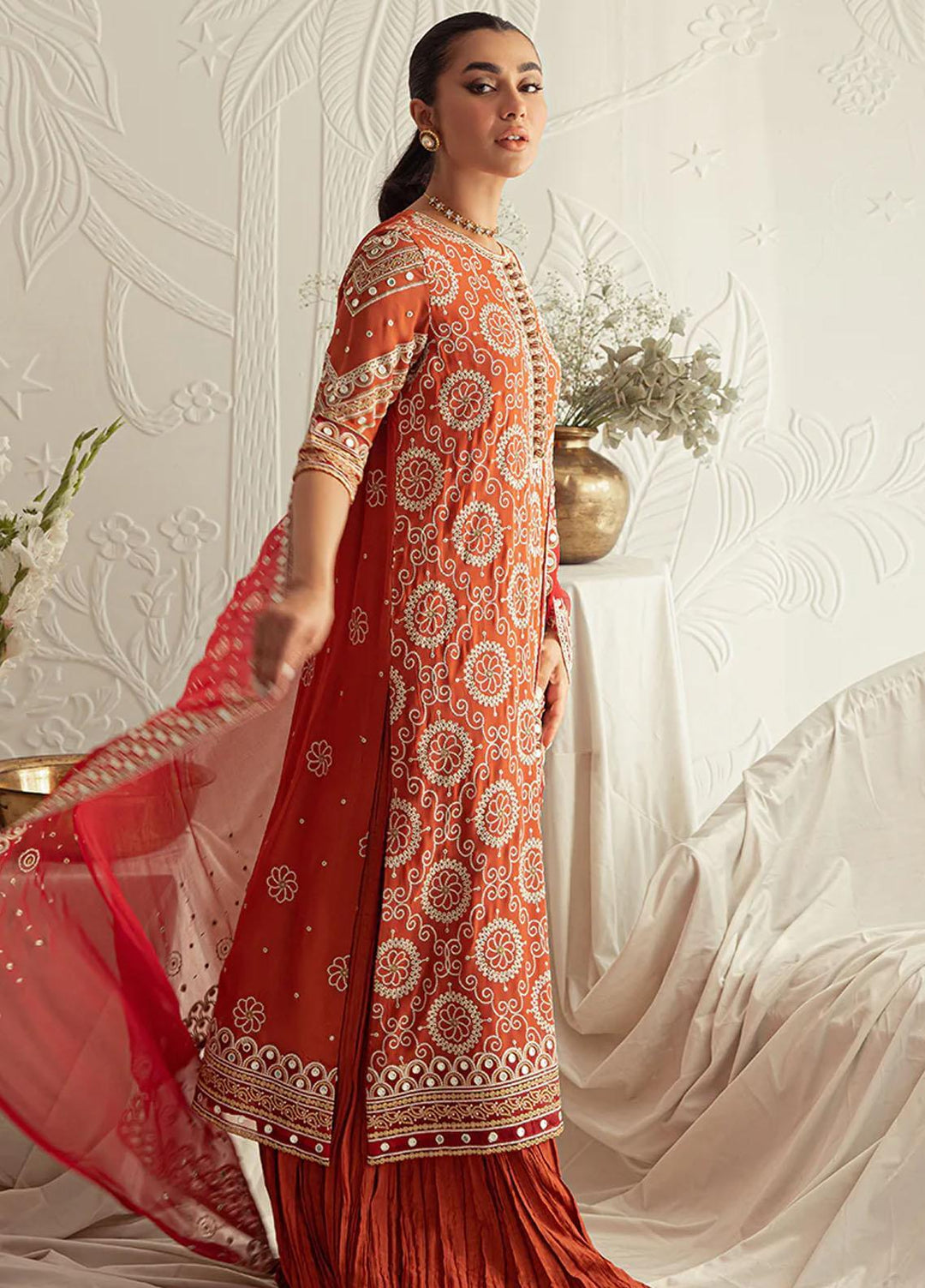 Luxe Atelier By Cross Stitch Embroidered Chiffon Suits Unstitched 4 Piece CS23LAL D-07 Crimson Ruby - Luxury Collection