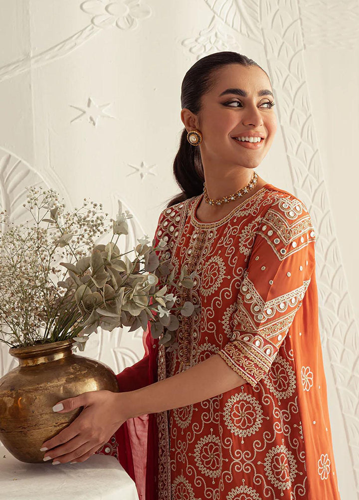 Luxe Atelier By Cross Stitch Embroidered Chiffon Suits Unstitched 4 Piece CS23LAL D-07 Crimson Ruby - Luxury Collection