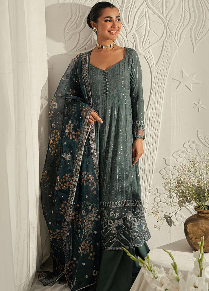 Luxe Atelier By Cross Stitch Embroidered Silk Suits Unstitched 4 Piece CS23LAL D-08 Vintage Ebony - Luxury Collection