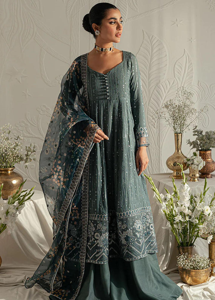 Luxe Atelier By Cross Stitch Embroidered Silk Suits Unstitched 4 Piece CS23LAL D-08 Vintage Ebony - Luxury Collection