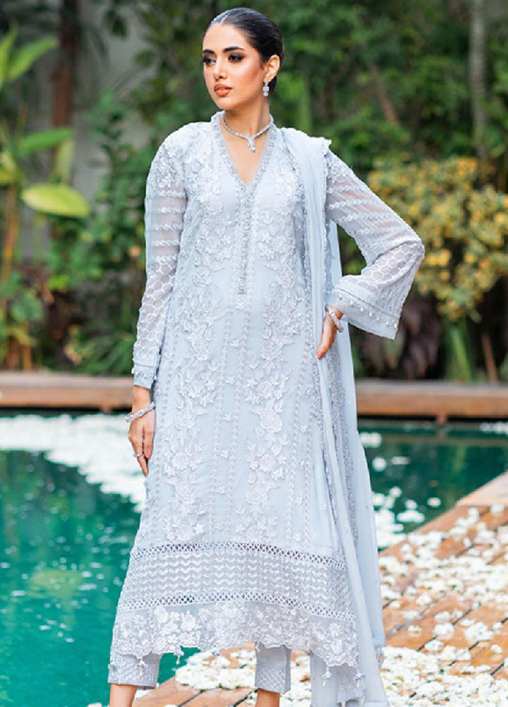 Luxe By Azure Embroidered Chiffon Suits Unstitched 3 Piece AZU23LE3 AS-114 Granite Grace - Festive Collection