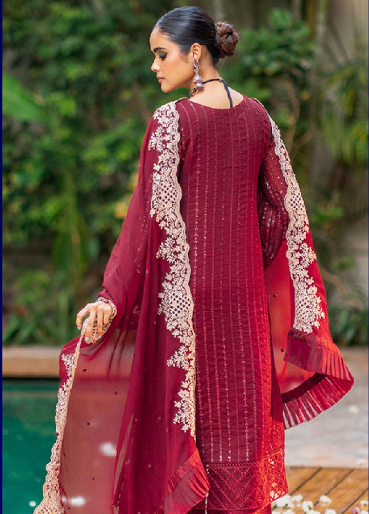 Luxe By Azure Embroidered Chiffon Suits Unstitched 3 Piece AZU23LE3 AS-116 Crimson Rush - Festive Collection
