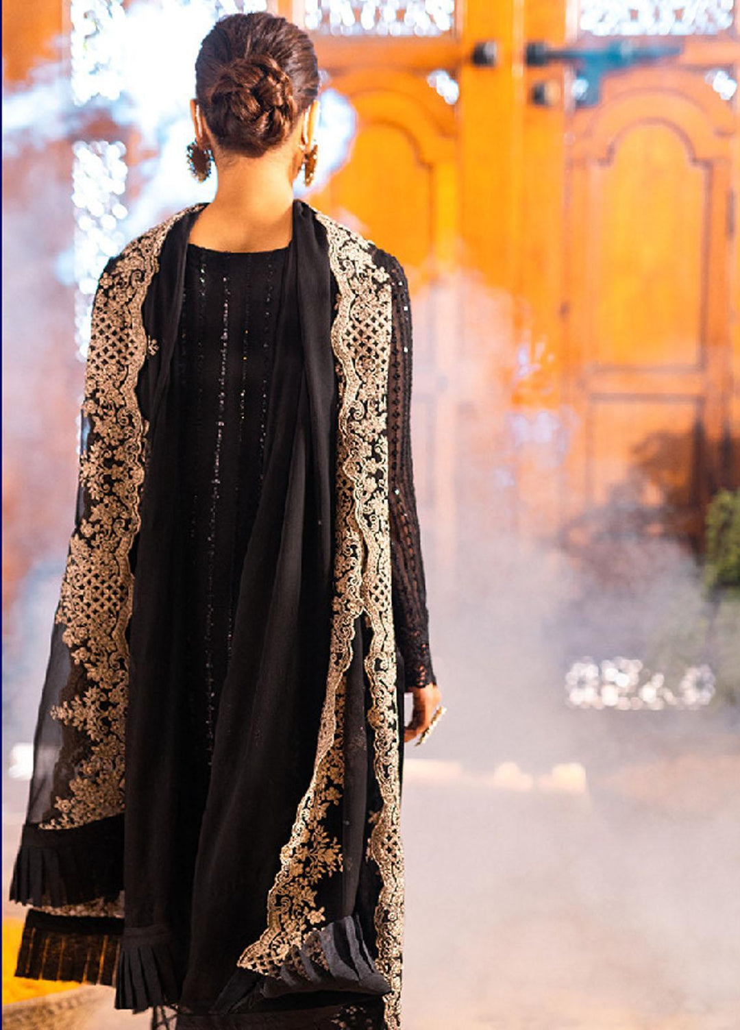 Luxe By Azure Embroidered Chiffon Suits Unstitched 3 Piece AZU23LE3 AS-116 Onyx Dove - Festive Collection