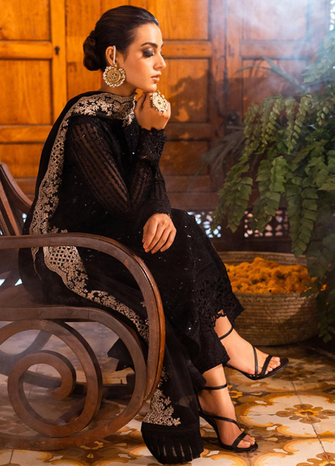 Luxe By Azure Embroidered Chiffon Suits Unstitched 3 Piece AZU23LE3 AS-116 Onyx Dove - Festive Collection