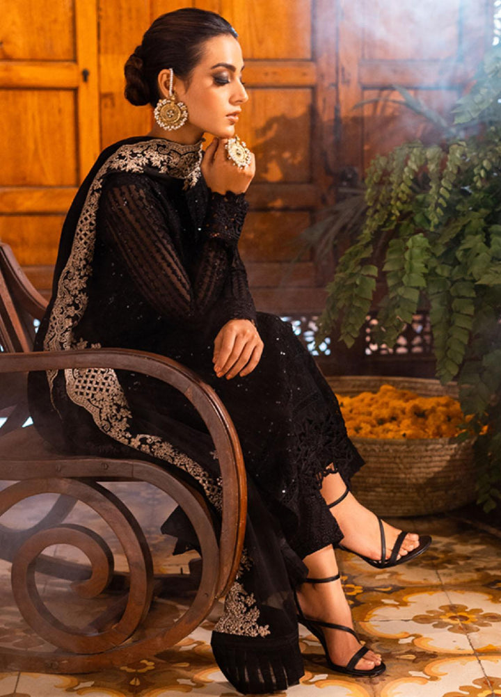 Luxe By Azure Embroidered Chiffon Suits Unstitched 3 Piece AZU23LE3 AS-116 Onyx Dove - Festive Collection