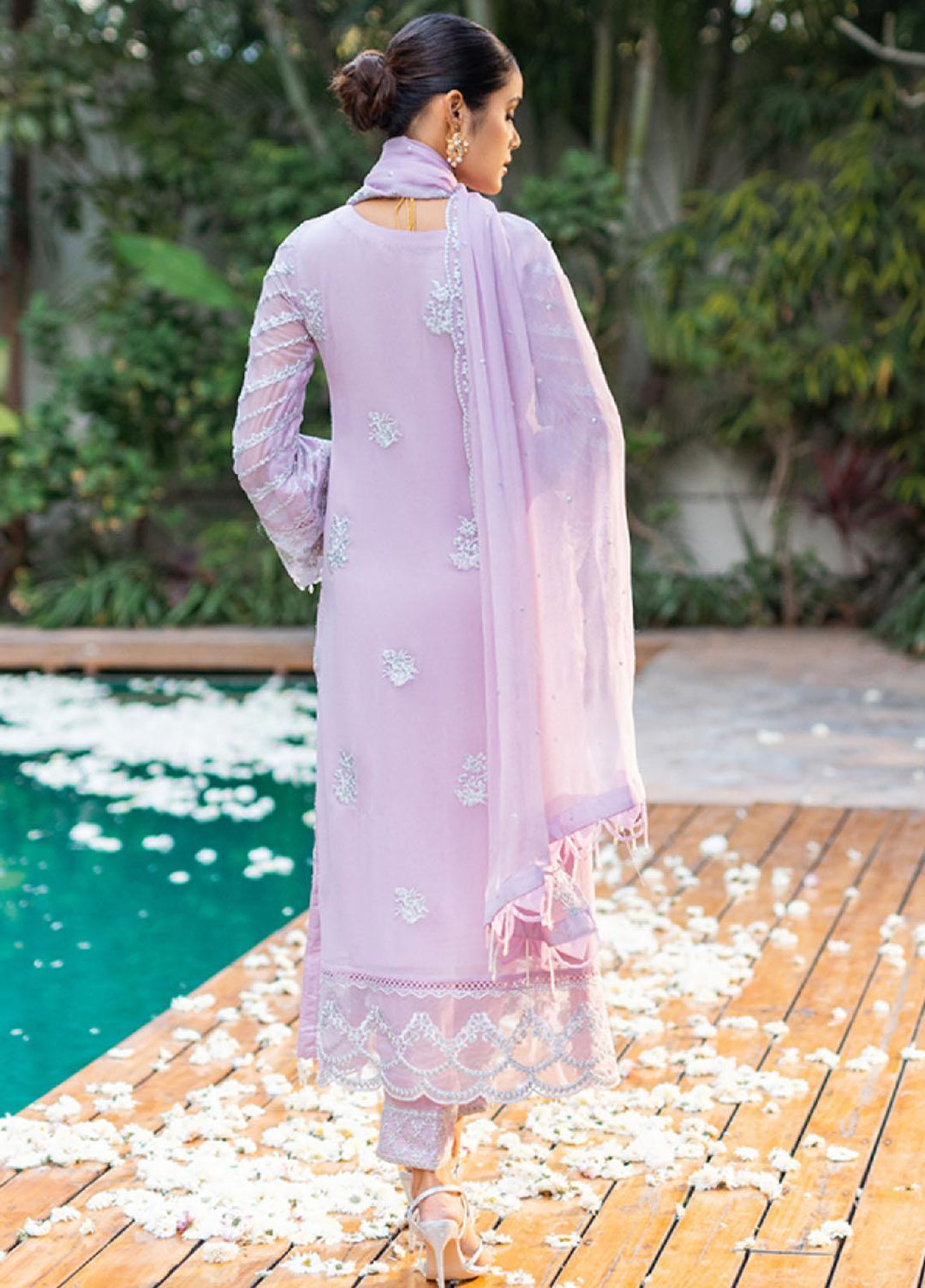Luxe By Azure Embroidered Chiffon Suits Unstitched 3 Piece AZU23LE3 AS-117 Mastic Swan - Festive Collection