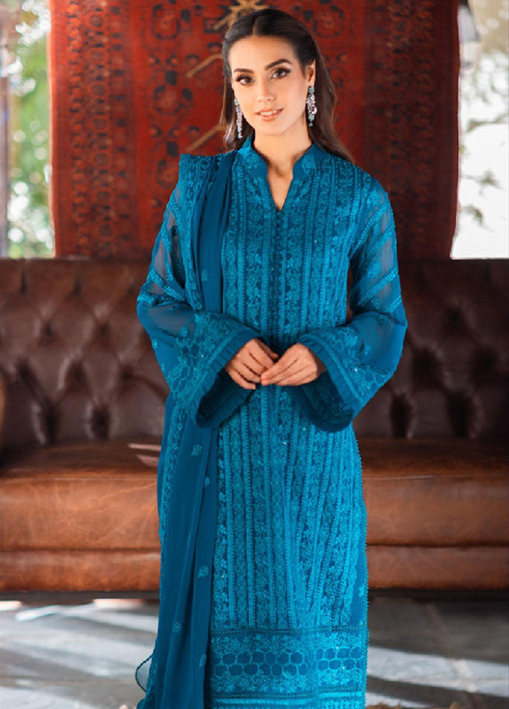 Luxe By Azure Embroidered Chiffon Suits Unstitched 3 Piece AZU23LE3 AS-118 Gilded Sea - Festive Collection