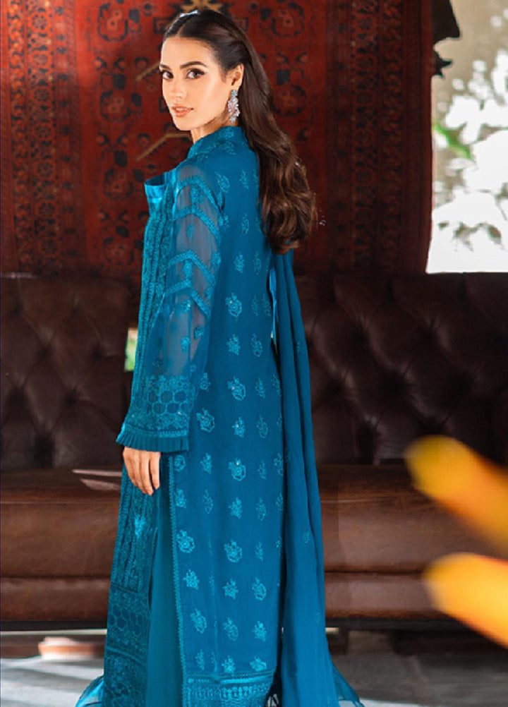Luxe By Azure Embroidered Chiffon Suits Unstitched 3 Piece AZU23LE3 AS-118 Gilded Sea - Festive Collection