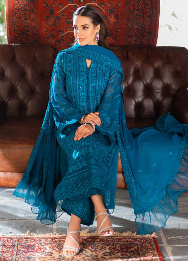 Luxe By Azure Embroidered Chiffon Suits Unstitched 3 Piece AZU23LE3 AS-118 Gilded Sea - Festive Collection