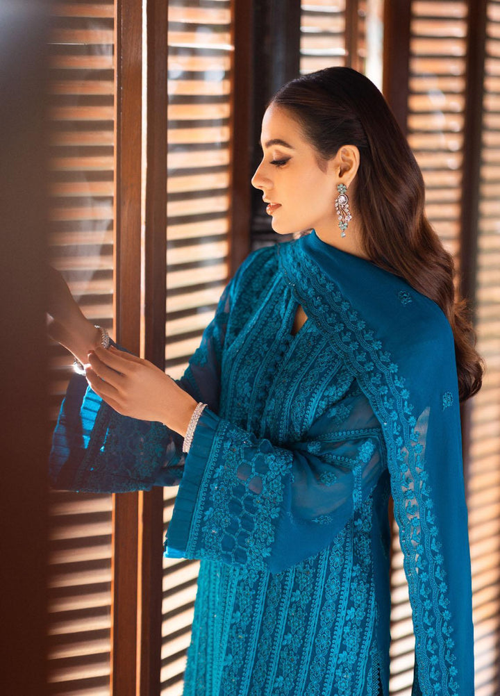 Luxe By Azure Embroidered Chiffon Suits Unstitched 3 Piece AZU23LE3 AS-118 Gilded Sea - Festive Collection