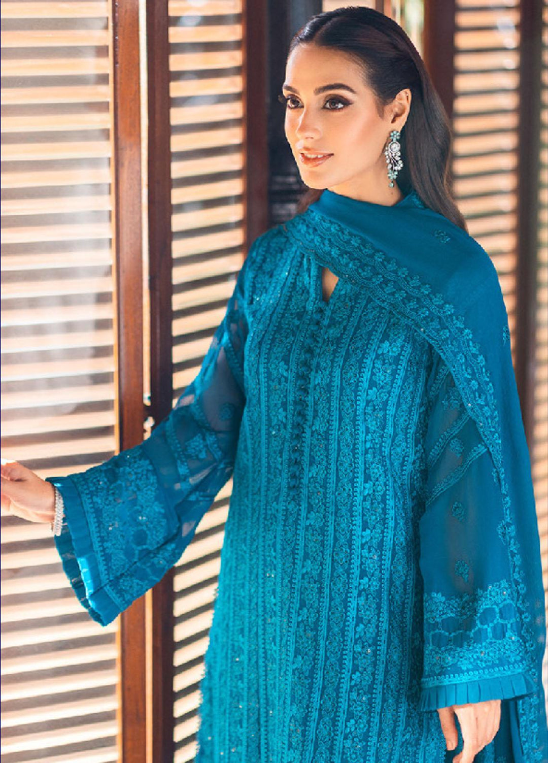 Luxe By Azure Embroidered Chiffon Suits Unstitched 3 Piece AZU23LE3 AS-118 Gilded Sea - Festive Collection
