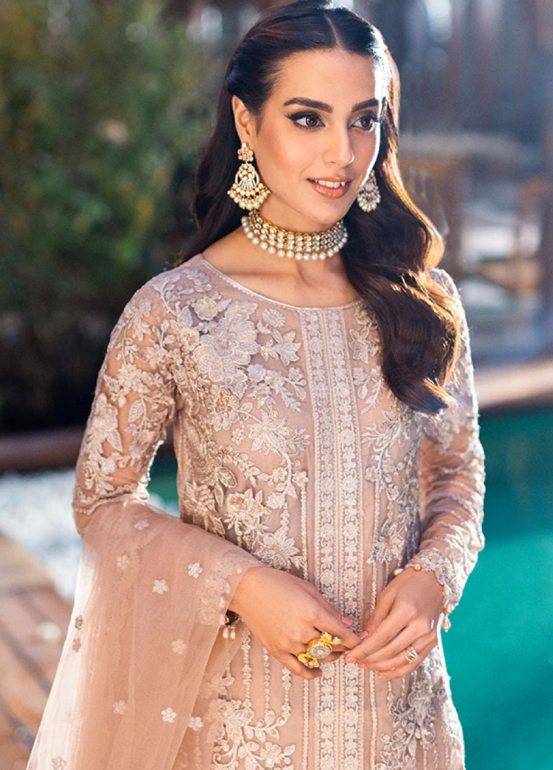 Luxe By Azure Embroidered Net Suits Unstitched 3 Piece AZU23LE3 AS-119 Star Dazzle - Festive Collection