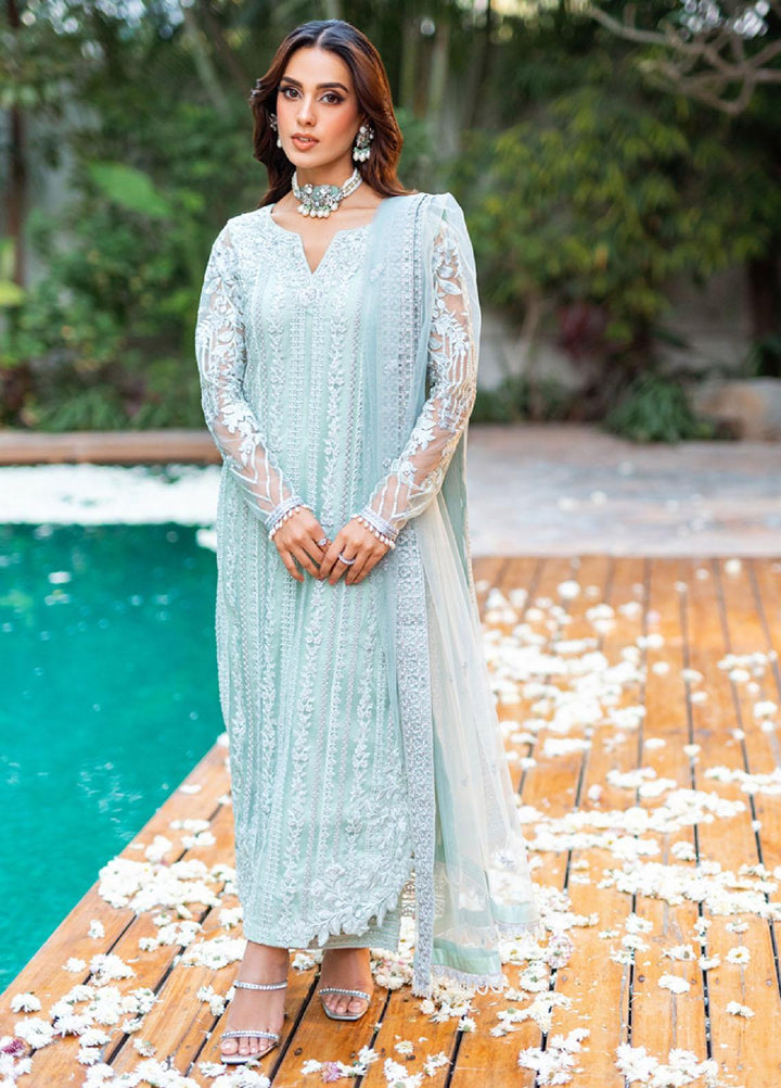 Luxe By Azure Embroidered Net Suits Unstitched 3 Piece AZU23LE3 AS-120 Mint Breeze - Festive Collection