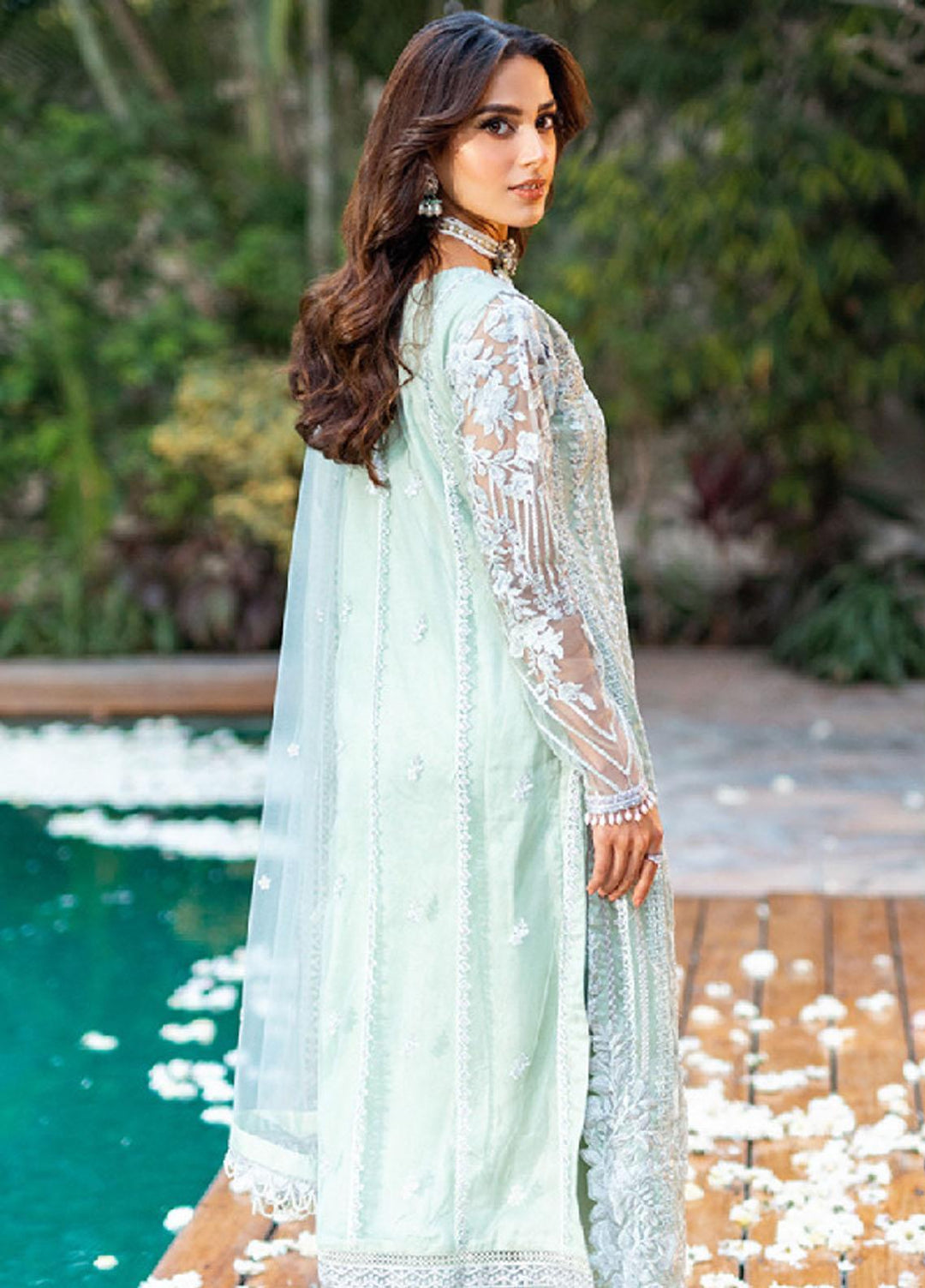 Luxe By Azure Embroidered Net Suits Unstitched 3 Piece AZU23LE3 AS-120 Mint Breeze - Festive Collection