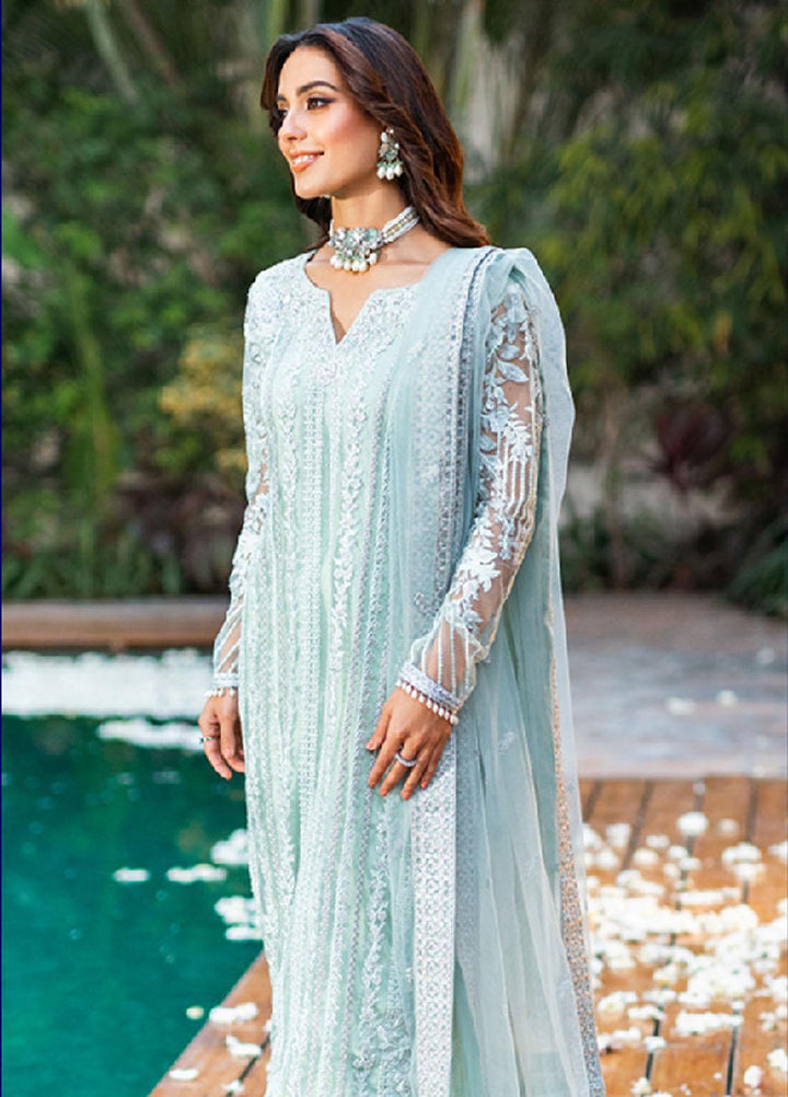 Luxe By Azure Embroidered Net Suits Unstitched 3 Piece AZU23LE3 AS-120 Mint Breeze - Festive Collection