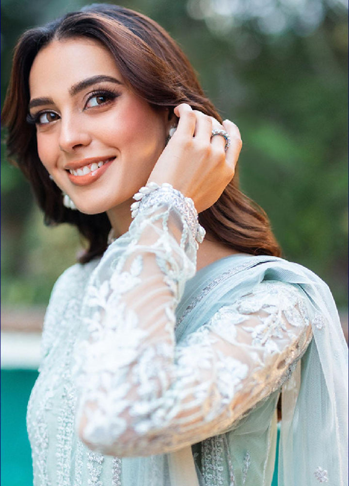 Luxe By Azure Embroidered Net Suits Unstitched 3 Piece AZU23LE3 AS-120 Mint Breeze - Festive Collection