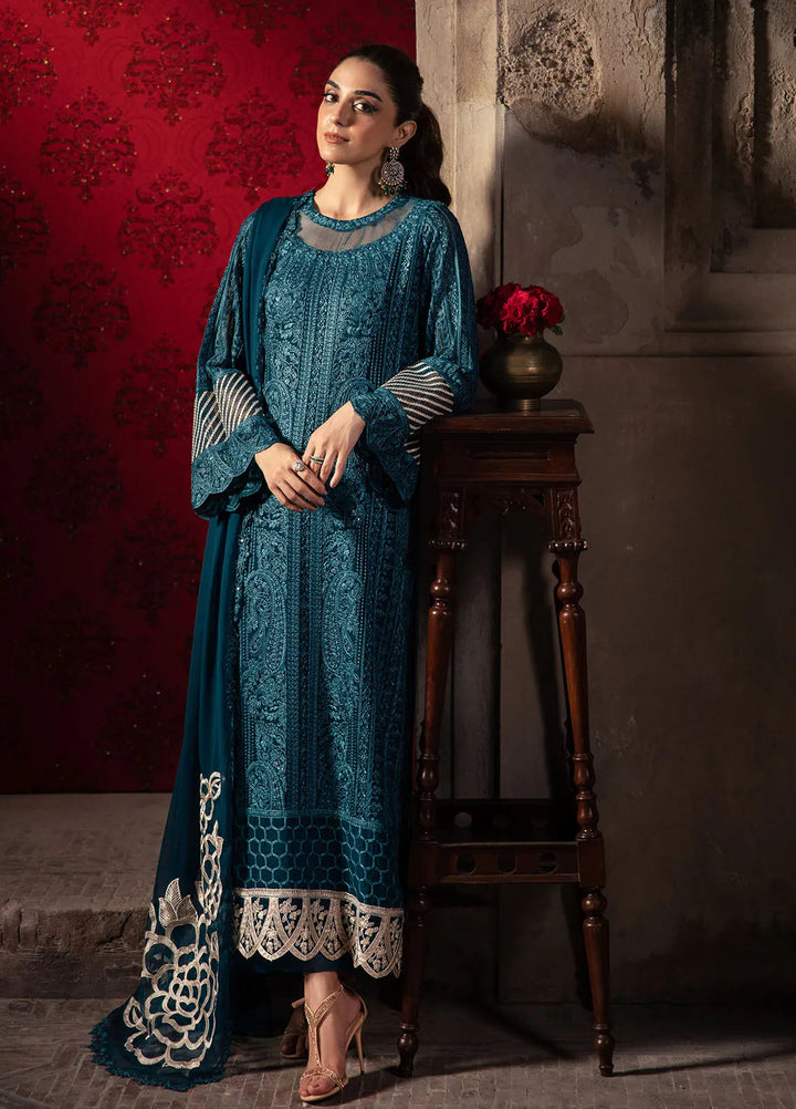 Luxe by Azure Embroidered Chiffon Suit Unstitched 3 Piece AZU24L Emerald Grace - Formal Collection