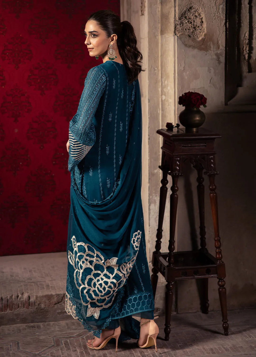 Luxe by Azure Embroidered Chiffon Suit Unstitched 3 Piece AZU24L Emerald Grace - Formal Collection