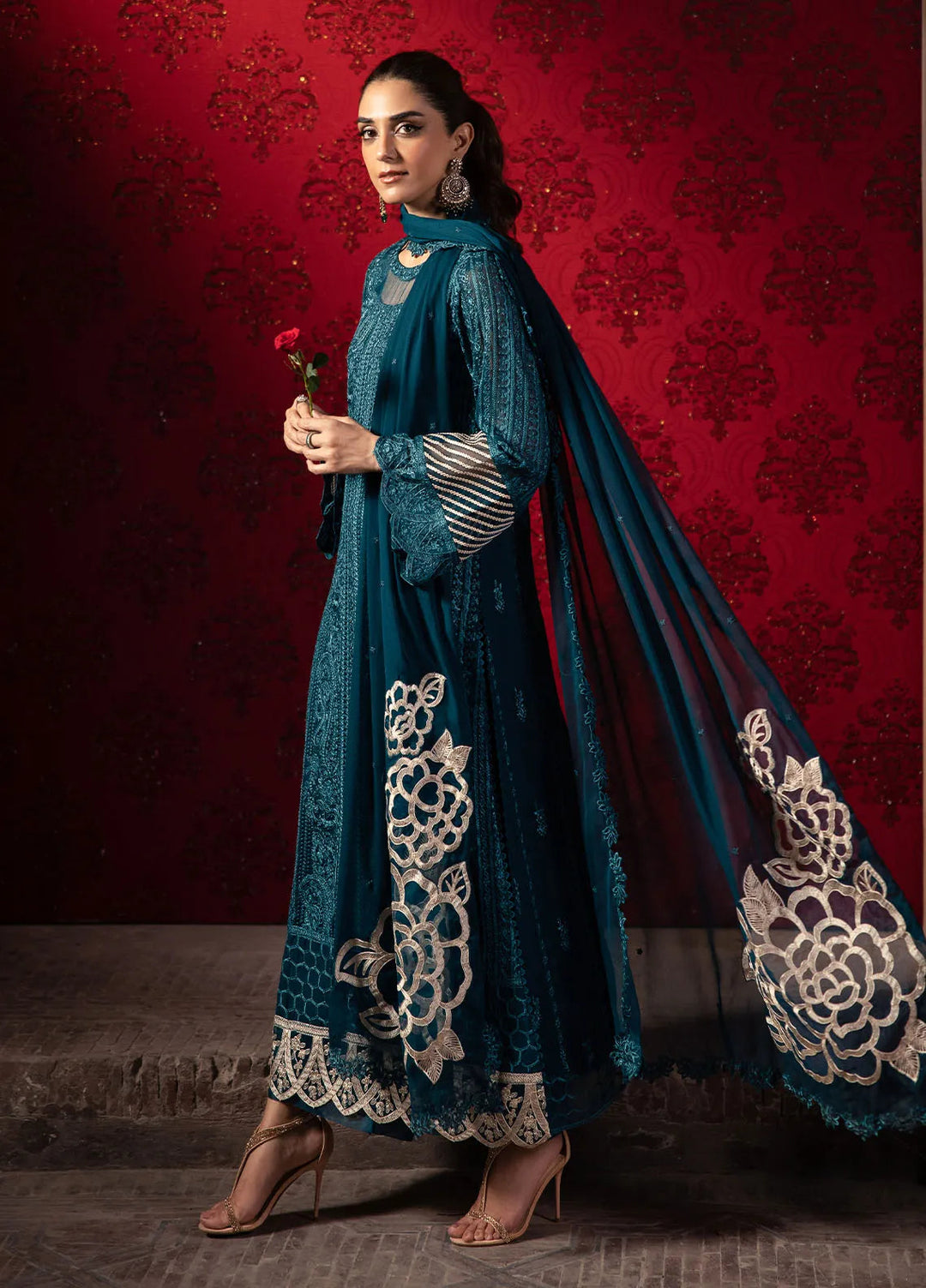 Luxe by Azure Embroidered Chiffon Suit Unstitched 3 Piece AZU24L Emerald Grace - Formal Collection