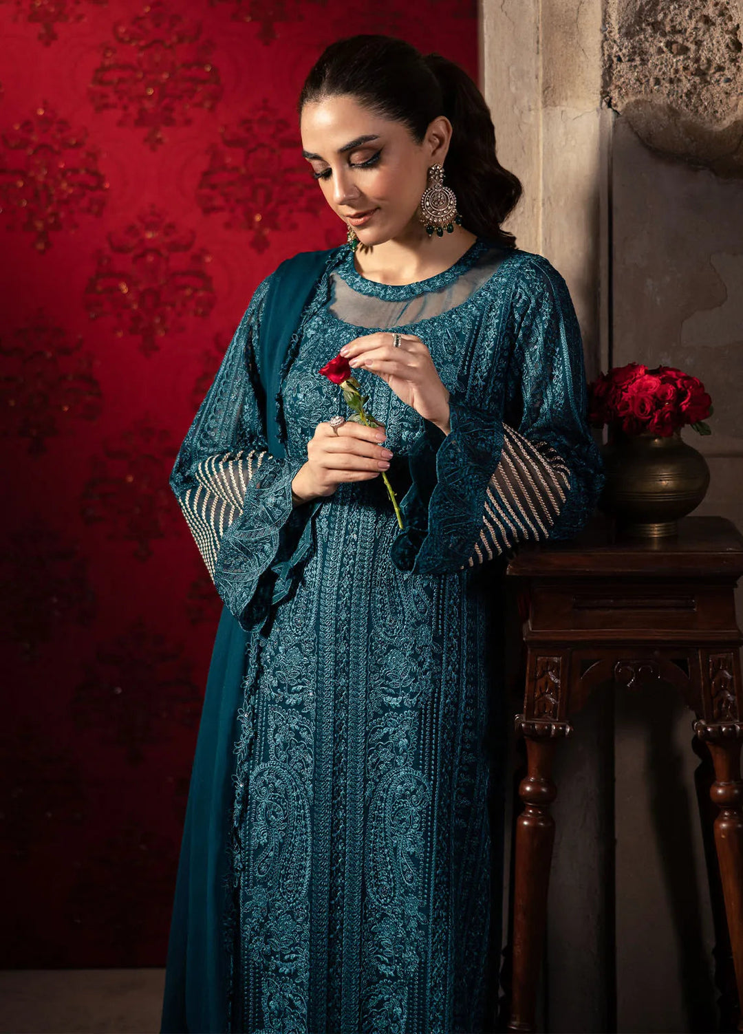 Luxe by Azure Embroidered Chiffon Suit Unstitched 3 Piece AZU24L Emerald Grace - Formal Collection