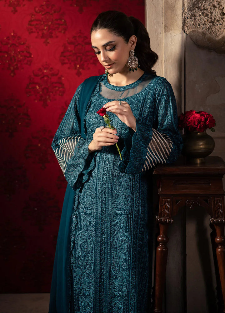 Luxe by Azure Embroidered Chiffon Suit Unstitched 3 Piece AZU24L Emerald Grace - Formal Collection
