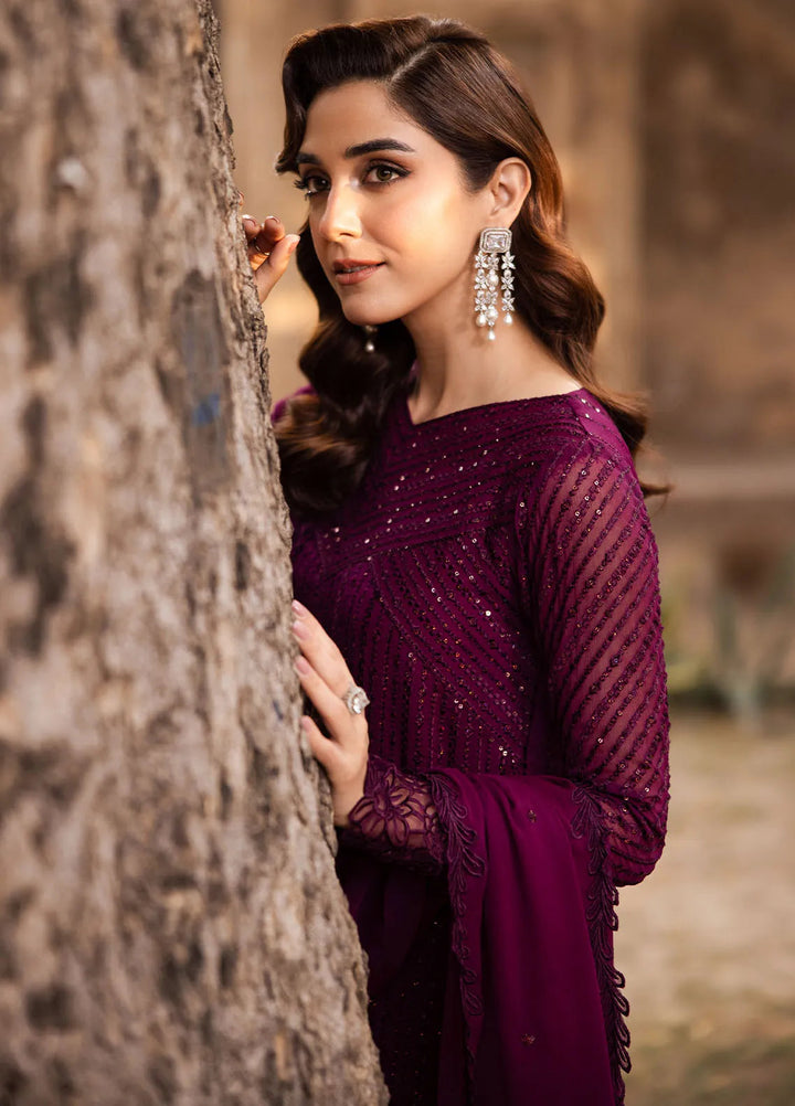 Luxe by Azure Embroidered Chiffon Suit Unstitched 3 Piece AZU24L Garnet Majesty - Formal Collection