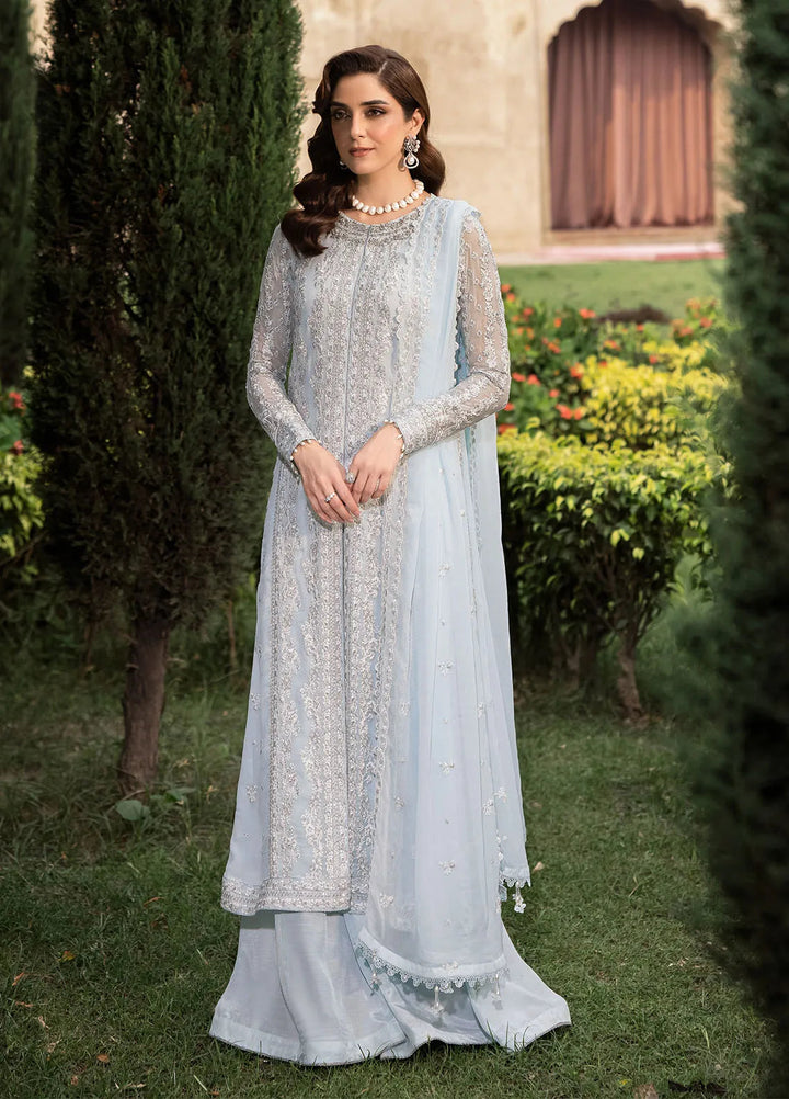 Luxe by Azure Embroidered Chiffon Suit Unstitched 3 Piece AZU24L Ocean Sapphire - Formal Collection