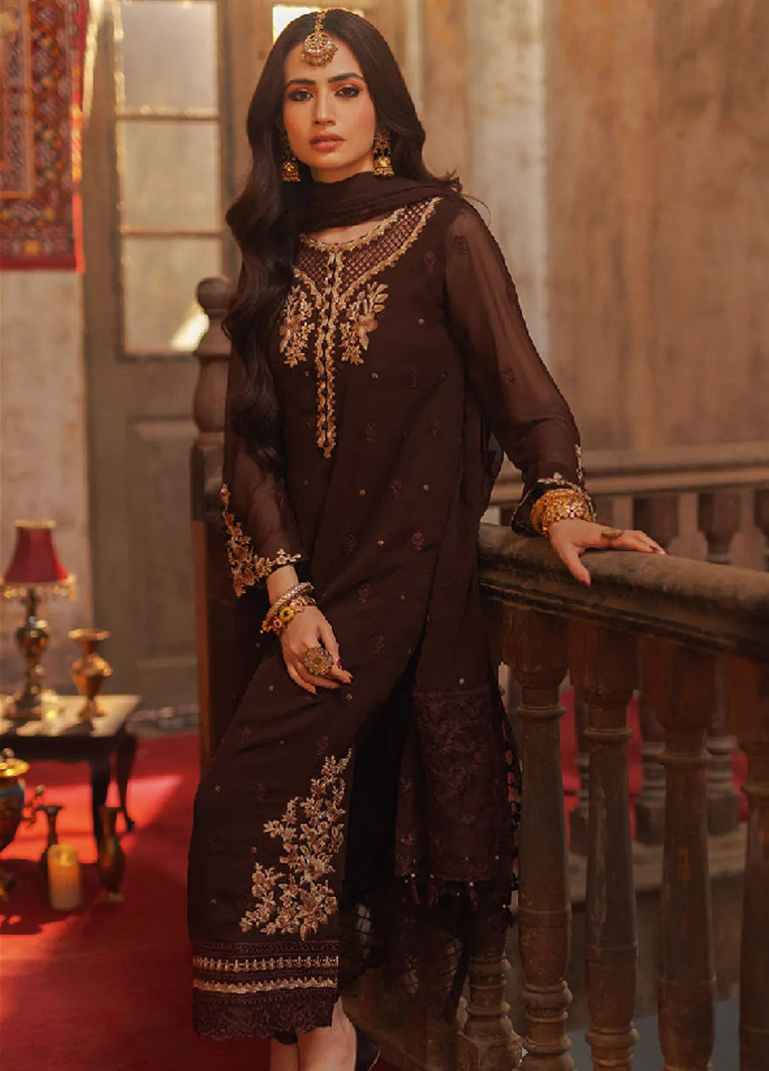 Luxe by Azure Embroidered Chiffon Suits Unstitched 3 Piece AZU24LE AAAS-126 Amber Aura  - Festive Collection