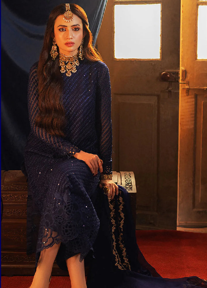 Luxe by Azure Embroidered Chiffon Suits Unstitched 3 Piece AZU24LE ASAS-125 Aqua Serene - Festive Collection