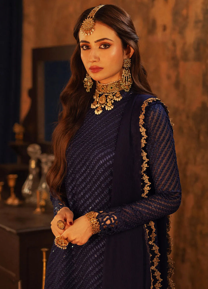 Luxe by Azure Embroidered Chiffon Suits Unstitched 3 Piece AZU24LE ASAS-125 Aqua Serene - Festive Collection