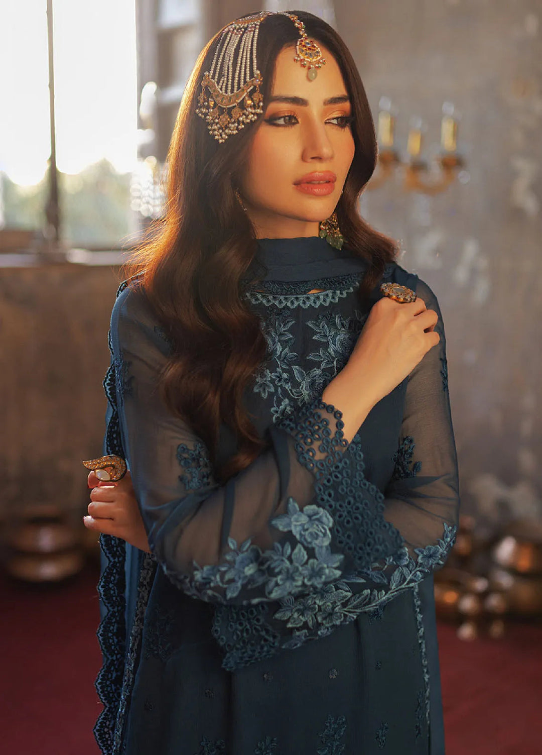 Luxe by Azure Embroidered Chiffon Suits Unstitched 3 Piece AZU24LE BBAS-123 Botanical Bliss - Festive Collection