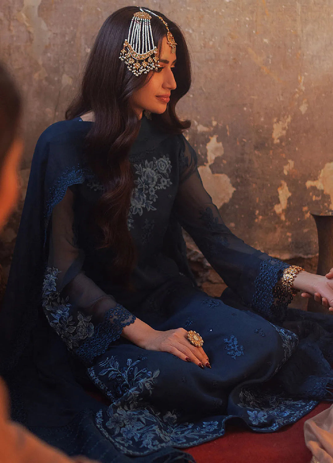 Luxe by Azure Embroidered Chiffon Suits Unstitched 3 Piece AZU24LE BBAS-123 Botanical Bliss - Festive Collection